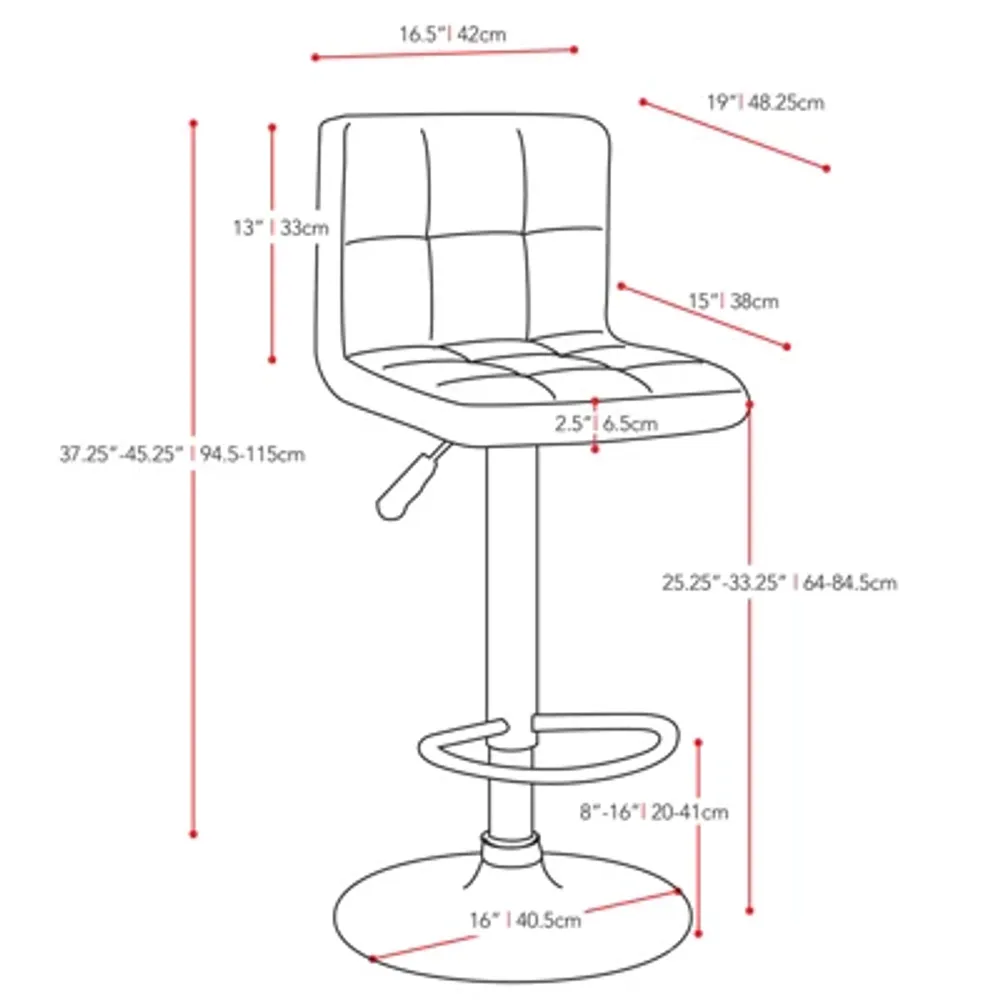 Corliving High Back Adjustable 2-pc. Bar Stool