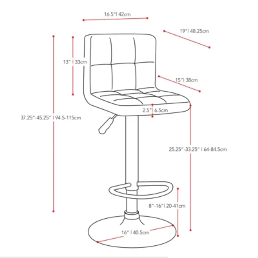 Corliving High Back Adjustable 2-pc. Bar Stool