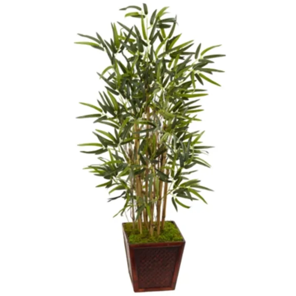 5' Bamboo Artificial Tree in Gray Cylinder Planter, Color: Green - JCPenney