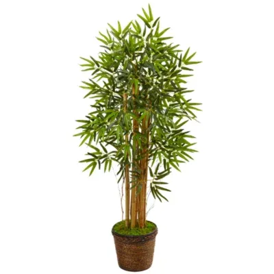 4.5’ Bamboo Artificial Tree in Coiled Rope Planter