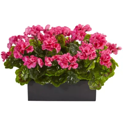 Geranium Silk Plant in Rectangular Planter UV Resistant (Indoor/Outdoor)