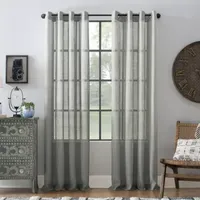 Archaeo Akari Slub Textured Linen Blend Sheer Grommet Top Single Curtain Panel