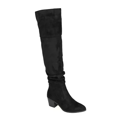 Journee Collection Womens Zivia Stacked Heel Over the Knee Boots