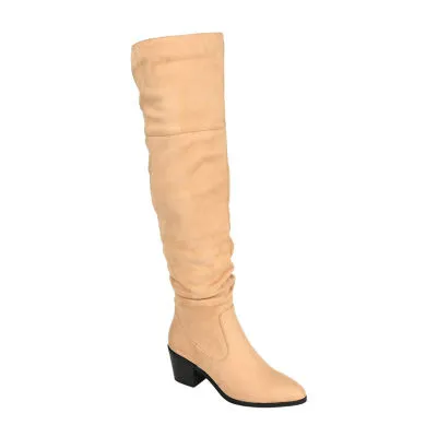 Journee Collection Womens Zivia Stacked Heel Over the Knee Boots