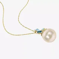 Womens White Cultured South Sea Pearl 14K Gold Pendant Necklace