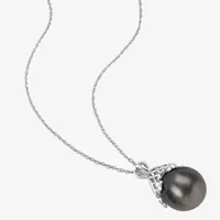 Womens Black Cultured Tahitian Pearl 14K Gold Pendant Necklace