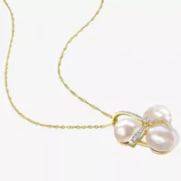 Womens 1/10 CT. T.W. White Cultured Freshwater Pearl 14K Gold Pendant Necklace