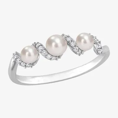 Womens 1/10 CT. T.W. 4MM White Cultured Freshwater Pearl 14K Gold Cocktail Ring