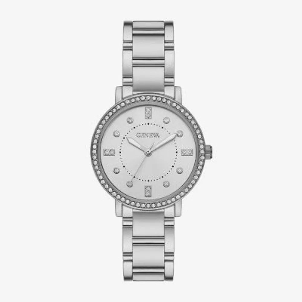 Geneva Ladies Womens Crystal Accent Silver Tone Bracelet Watch Fmdjm241