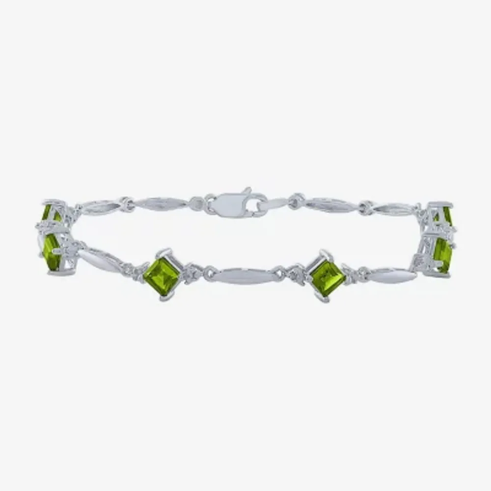 Genuine Green Peridot Sterling Silver Tennis Bracelet