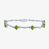 Genuine Green Peridot Sterling Silver Tennis Bracelet