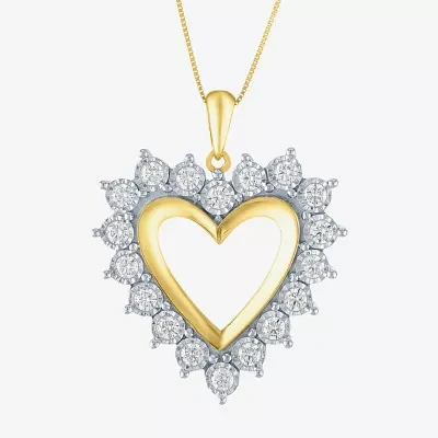I / I1) Womens / CT. T.W. Lab Grown White Diamond 10K Gold Heart Pendant Necklace