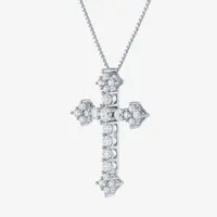 (G-I / Si1-I1) Womens 3/4 CT. T.W. Lab Grown White Diamond 10K White Gold Cross Pendant Necklace