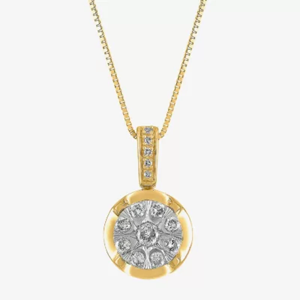Diamond Blossom Womens 1/4 CT. T.W. Natural White Diamond 10K Gold Round Pendant Necklaces