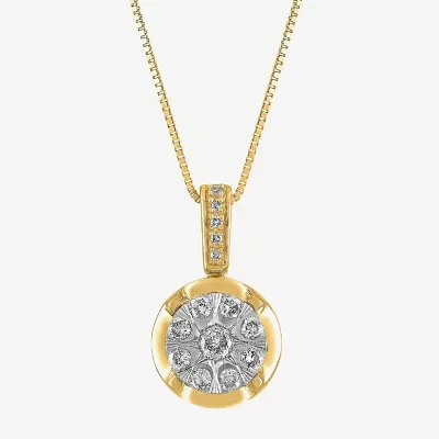 Diamond Blossom Womens 1/4 CT. T.W. Natural White Diamond 10K Gold Round Pendant Necklaces