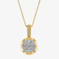 Diamond Blossom Womens 1/ CT. T.W. Natural White Diamond 10K Gold Round Pendant Necklace