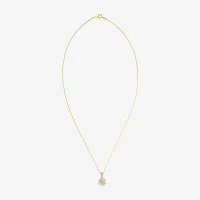 Diamond Blossom Womens 1/ CT. T.W. Natural White Diamond 10K Gold Round Pendant Necklace