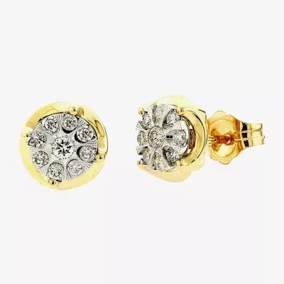Diamond Blossom 1/4 CT. T.W. Natural White Diamond 10K Gold 10K Two Tone Gold 8mm Stud Earrings