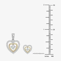Womens Cubic Zirconia 10K Gold Sterling Silver Heart 2-pc. Jewelry Set