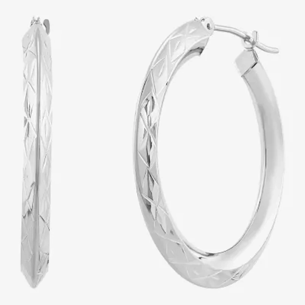 14K White Gold 30mm Hoop Earrings