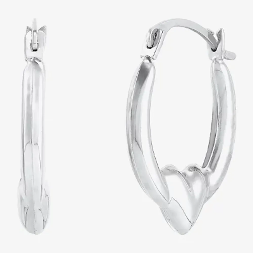 14K Gold 16.5mm Heart Hoop Earrings