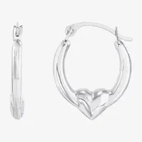 14K Gold 16.5mm Heart Hoop Earrings