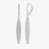 Diamonart White Cubic Zirconia Sterling Silver Curved Drop Earrings