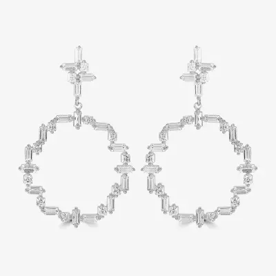 Diamonart White Cubic Zirconia Sterling Silver Curved Drop Earrings