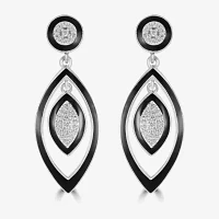 Diamonart White Cubic Zirconia Sterling Silver Curved Drop Earrings