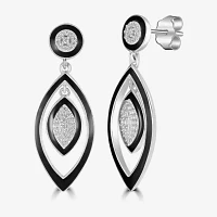 Diamonart White Cubic Zirconia Sterling Silver Curved Drop Earrings