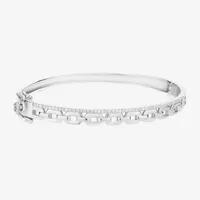 Diamonart White Cubic Zirconia Sterling Silver Round Bangle Bracelet