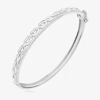 Diamonart White Cubic Zirconia Sterling Silver Round Bangle Bracelet