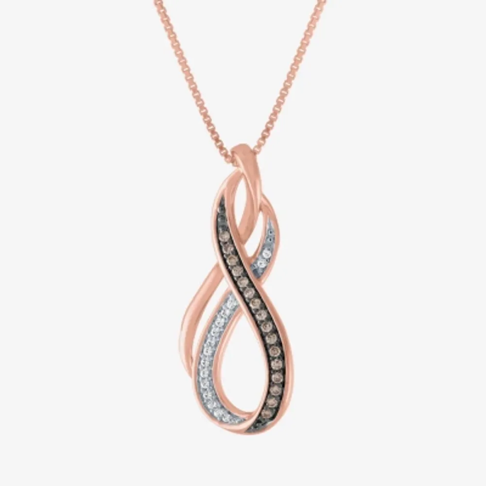 Womens 1/10 CT.T.W. Natural Champagne & White Diamond 14K Rose Gold Over SIlver Pendant