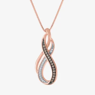 Womens 1/10 CT. T.W. Genuine Champagne & White  Diamond 14K Rose Gold Over Silver Pendant