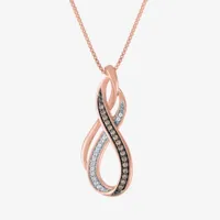 Womens 1/10 CT.T.W. Natural Champagne & White  Diamond 14K Rose Gold Over SIlver Pendant
