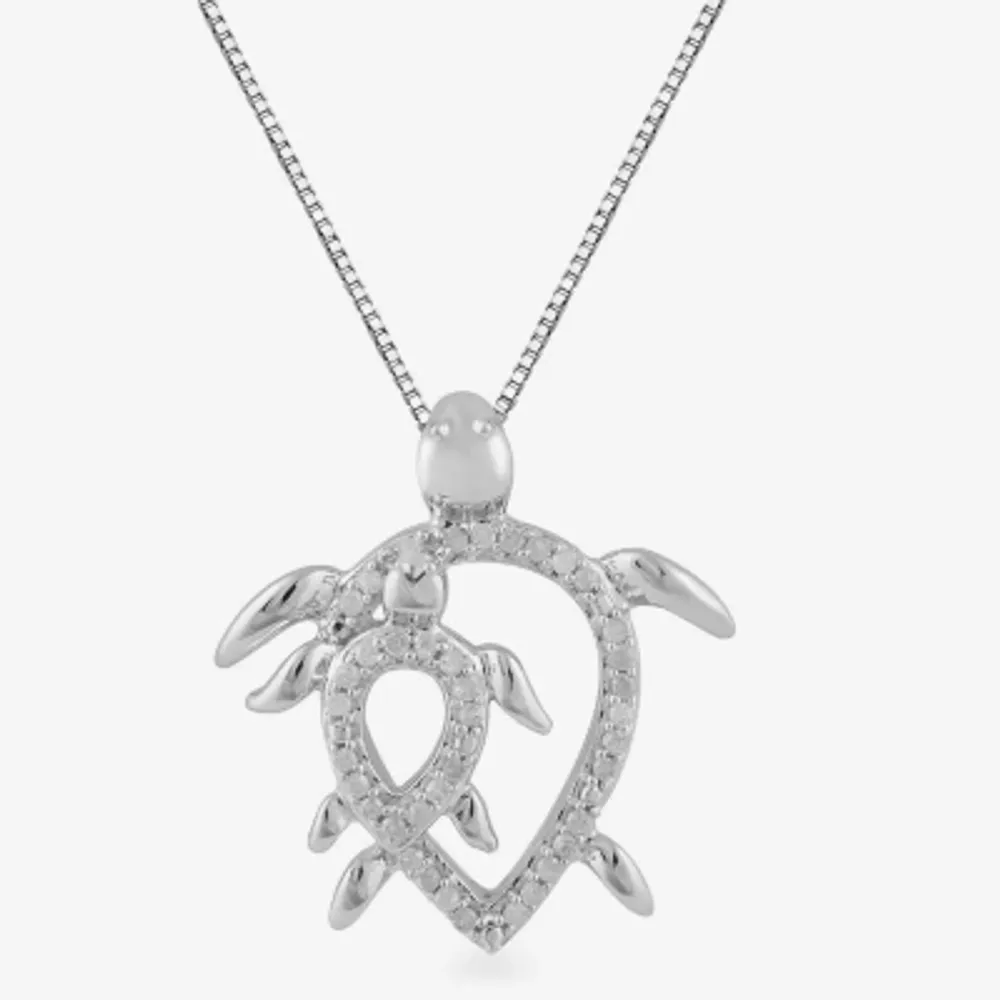 Turtle Womens 1/10 CT. T.W. Natural Diamond Sterling Silver Pendant Necklace