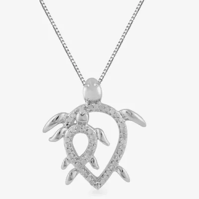 Turtle Womens 1/10 CT. T.W. Natural Diamond Sterling Silver Pendant Necklace