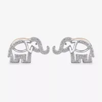 1/10 CT.T.W. Diamond Elephant Stud Earrings in Two Tone 14K Rose Gold Over Silver and Sterling Silver