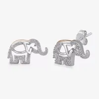 1/10 CT.T.W. Diamond Elephant Stud Earrings in Two Tone 14K Rose Gold Over Silver and Sterling Silver