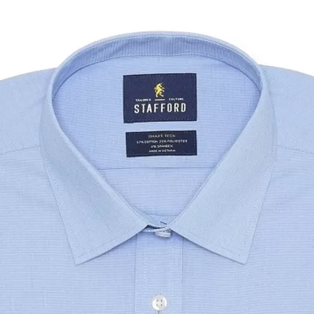 Stafford Smart Tech Mens Regular Fit Stretch Fabric Wrinkle Free Long Sleeve Dress Shirt