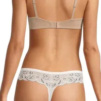 Ambrielle Satin With Lace Thong Panty