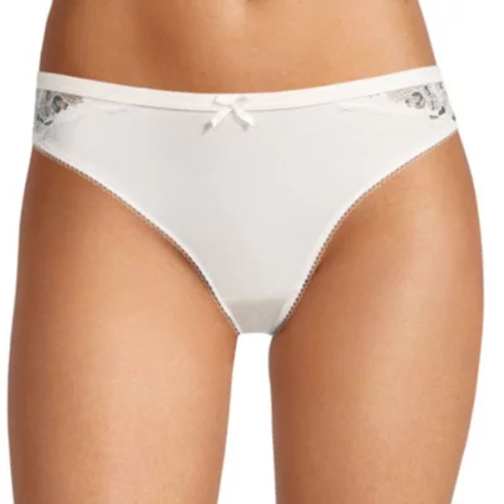 Ambrielle Satin With Lace Thong Panty