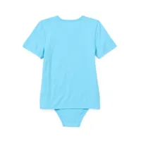 Thereabouts Little & Big Boys Adaptive Crew Neck Short Sleeve Bodysuit