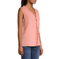 Liz Claiborne Womens V Neck Sleeveless Blouse