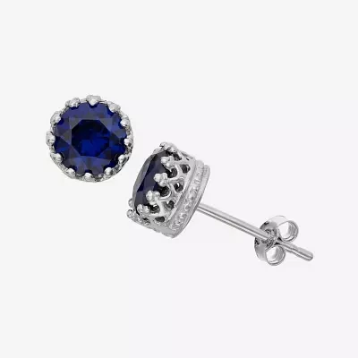 Lab-Created Sapphire Sterling Silver Earrings