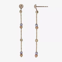 14K Tri-Color Gold Ball Drop Earrings