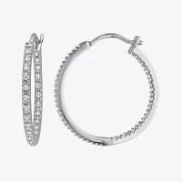 1/4 CT.T.W. Natural Diamond Sterling SIlver Hoop Clip Earrings