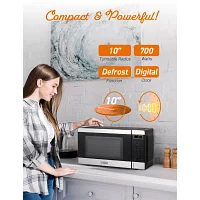 Commercial Chef 0.7-Cu. Ft. Countertop Microwave - Black with Stainless Steel Trim