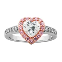 DiamonArt® Womens 2 3/4 CT. T.W. White Cubic Zirconia 14K Rose Gold Over Silver Heart Cocktail Ring