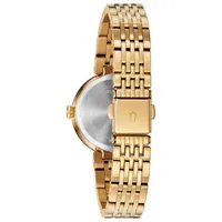 Bulova Crystal Womens Gold Tone Stainless Steel Watch Boxed Set 98x122